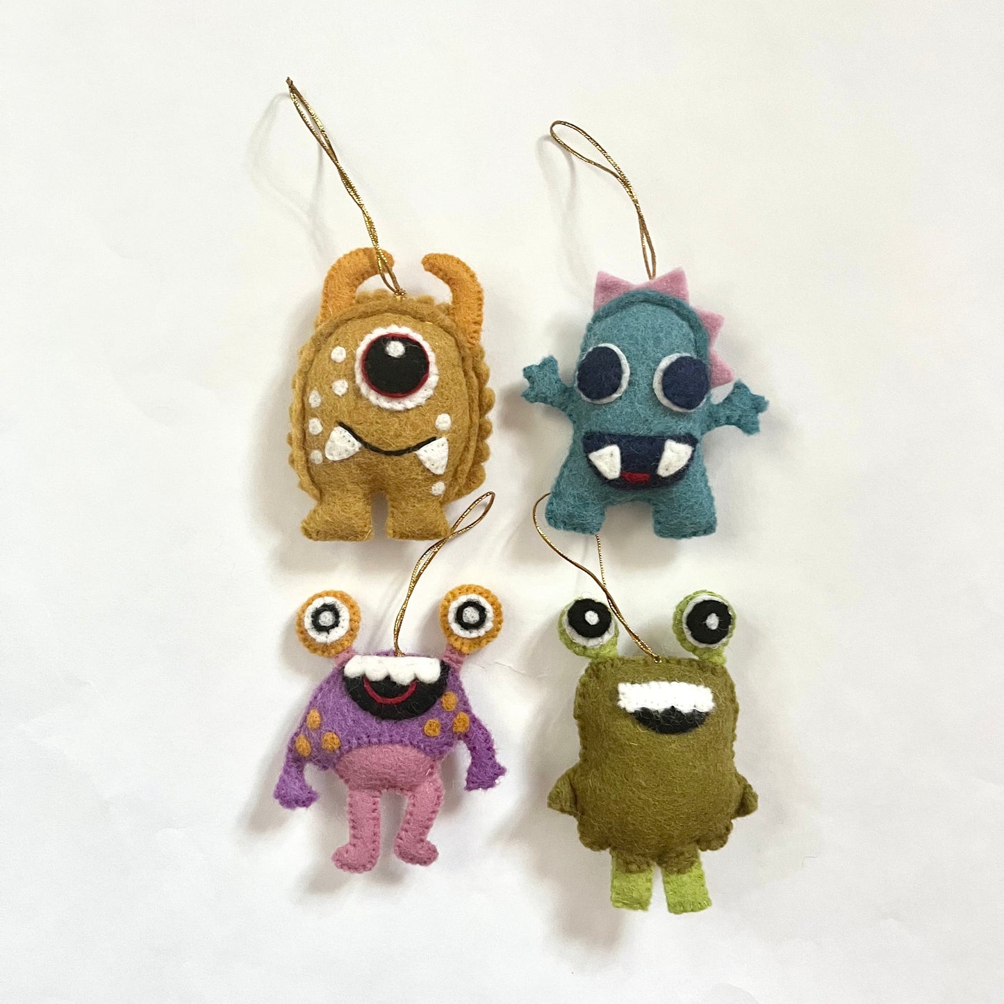 Scary monster felt ornament set