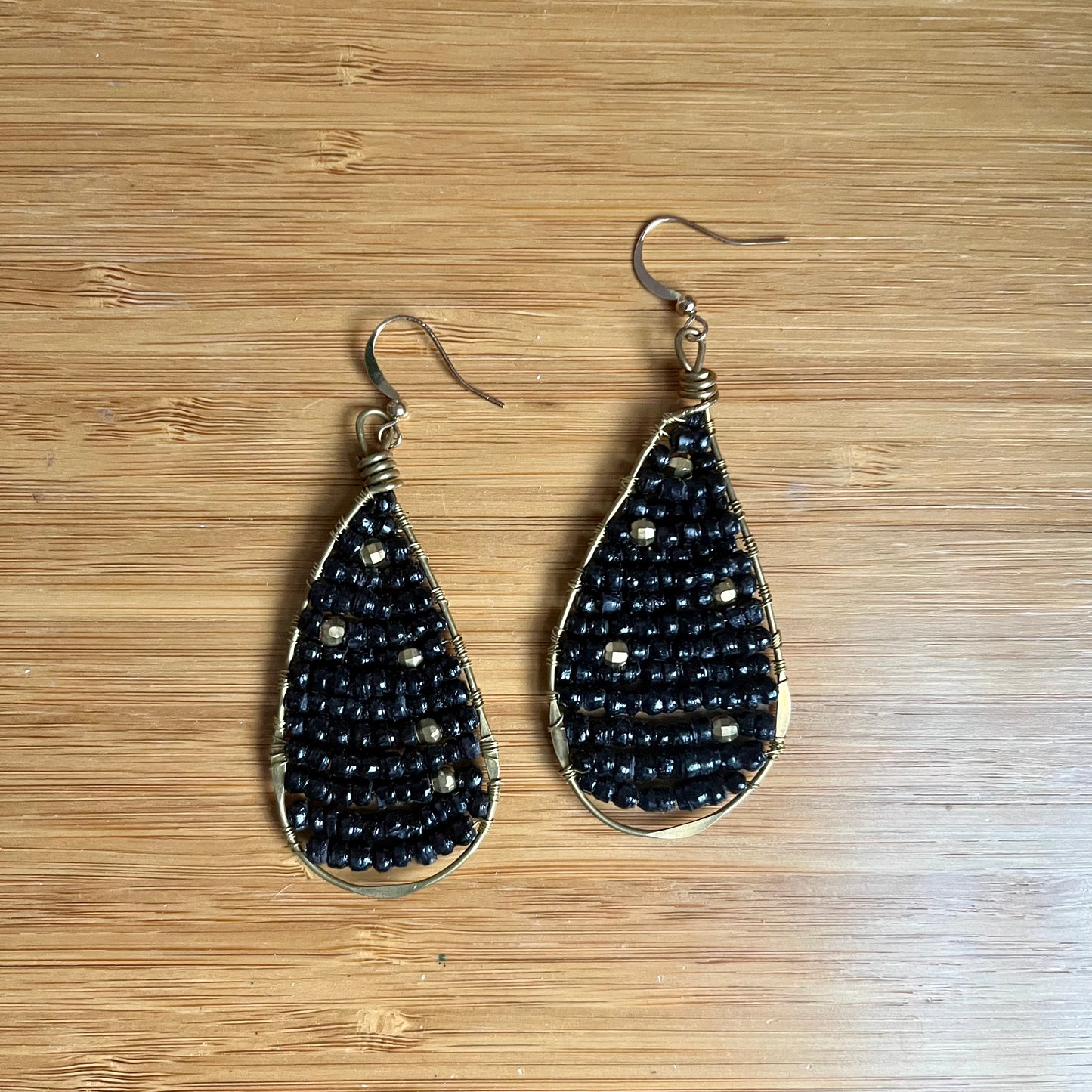 paper bead teardrop earrings