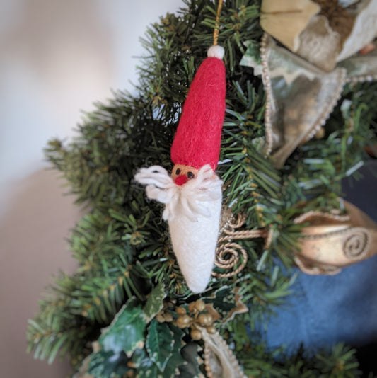 handcrafted felt long santa ornament