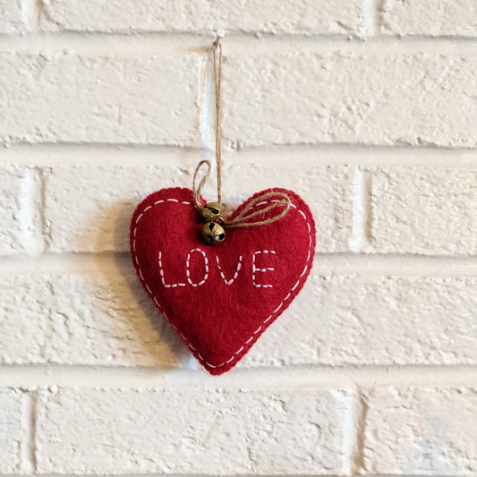 handcrafted felt love ornament