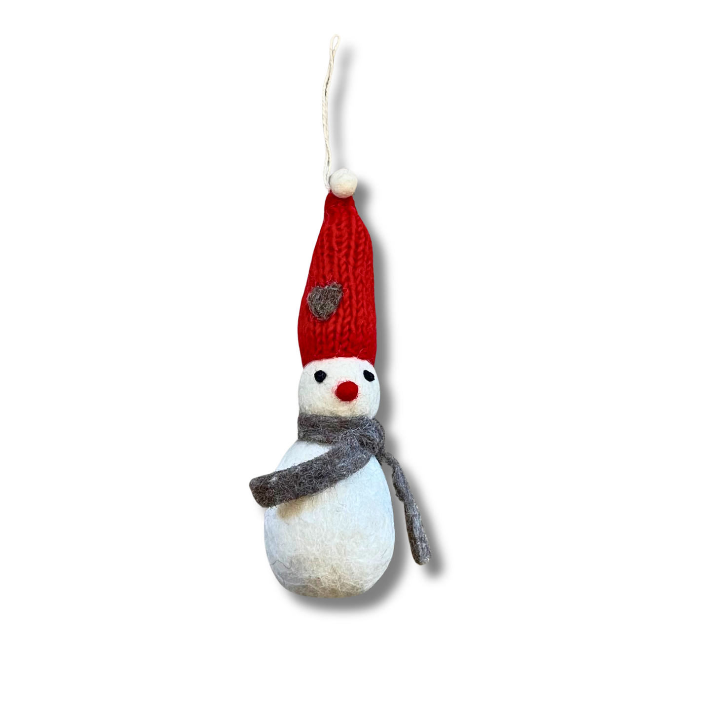 handcrafted felt knitted snowperson ornament