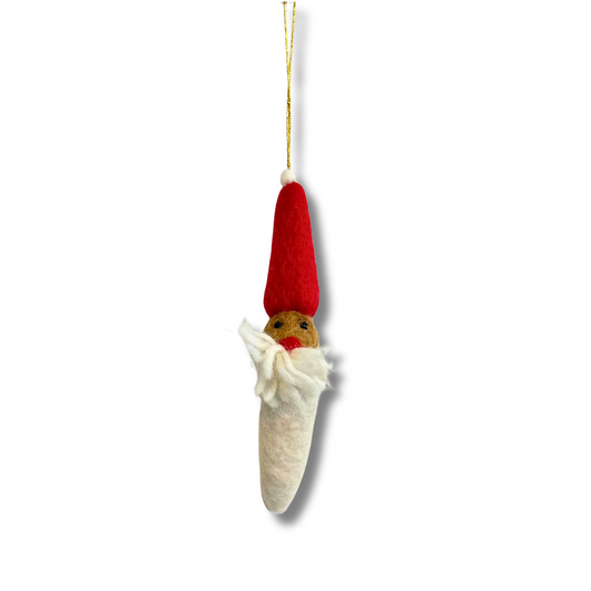 handcrafted felt long santa ornament