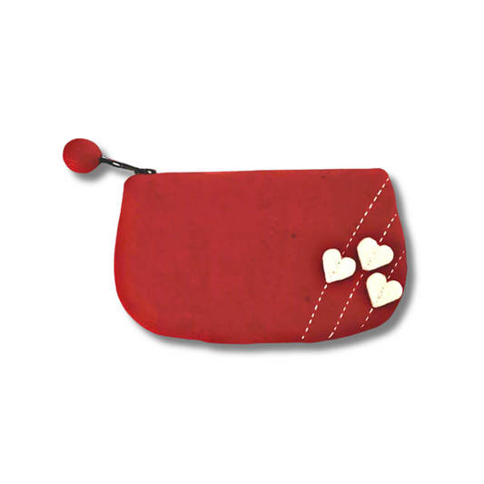 felt heart zipper clutch