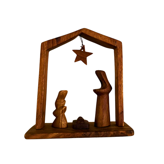 large mugavu wood nativity