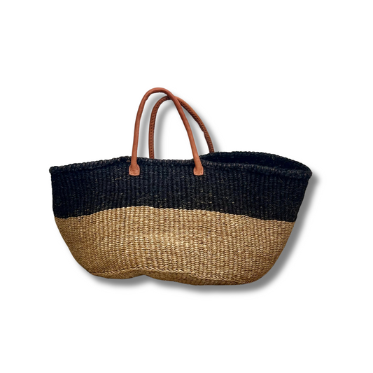 sisal + leather out and about tote