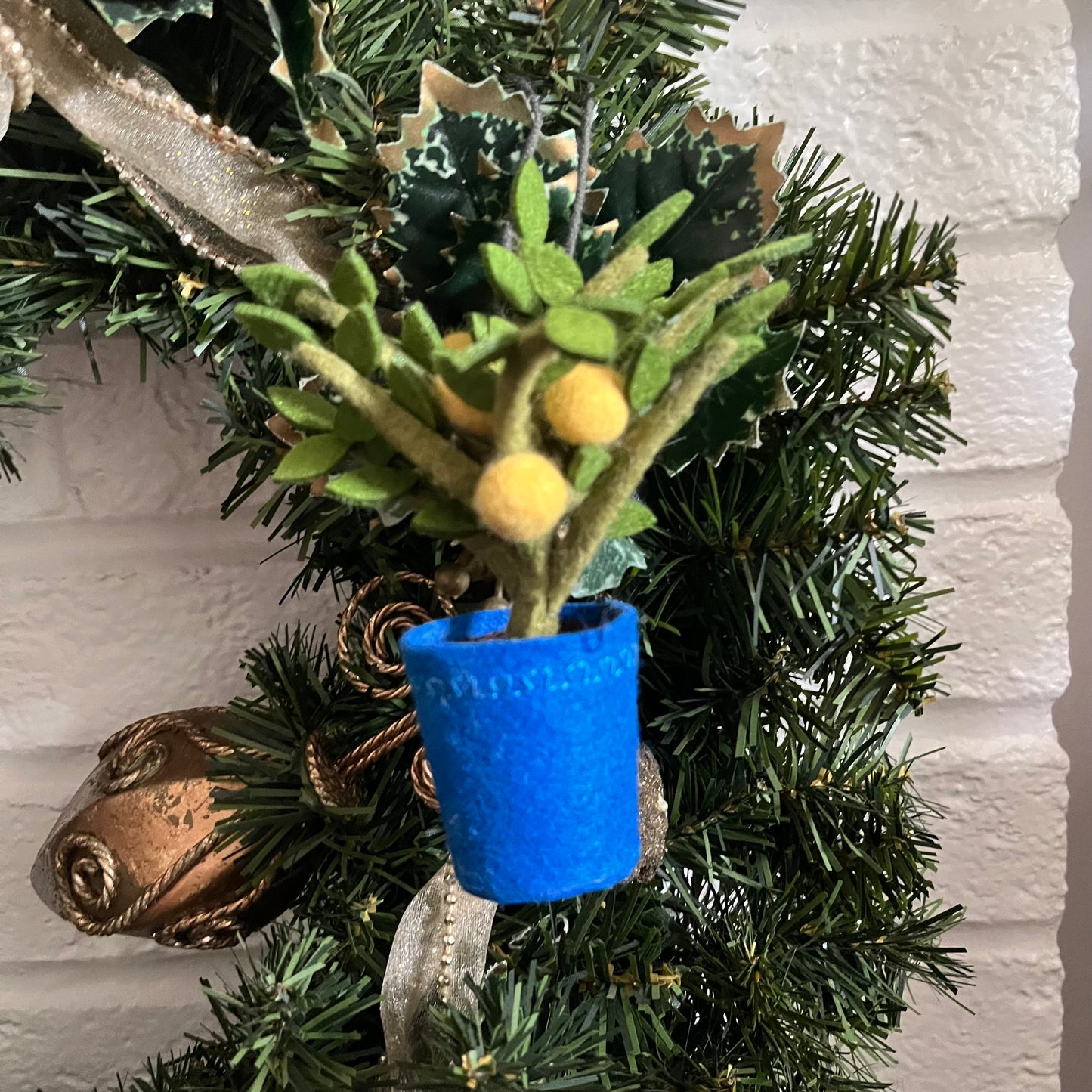 felt lemon tree ornament