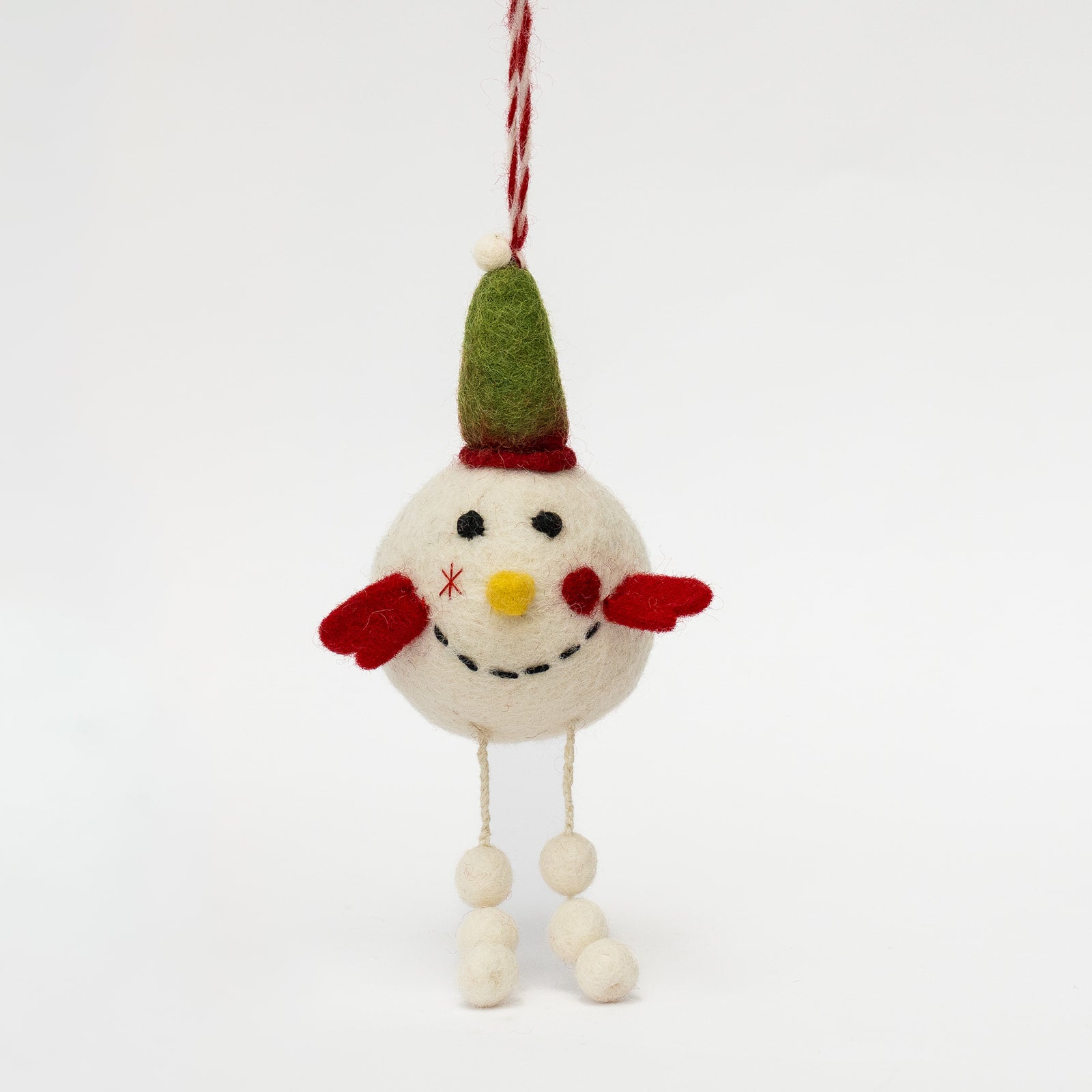 handcrafted felt bobble snowman ornament