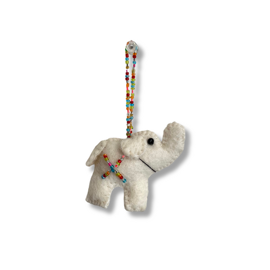 handcrafted felt white beaded ellie ornament