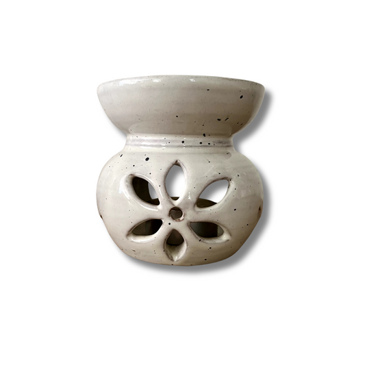 ceramic essential oil burner with beeswax candle