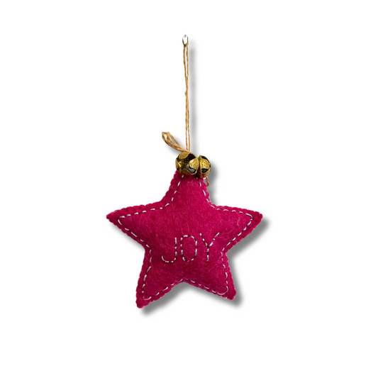 handcrafted felt joy ornament