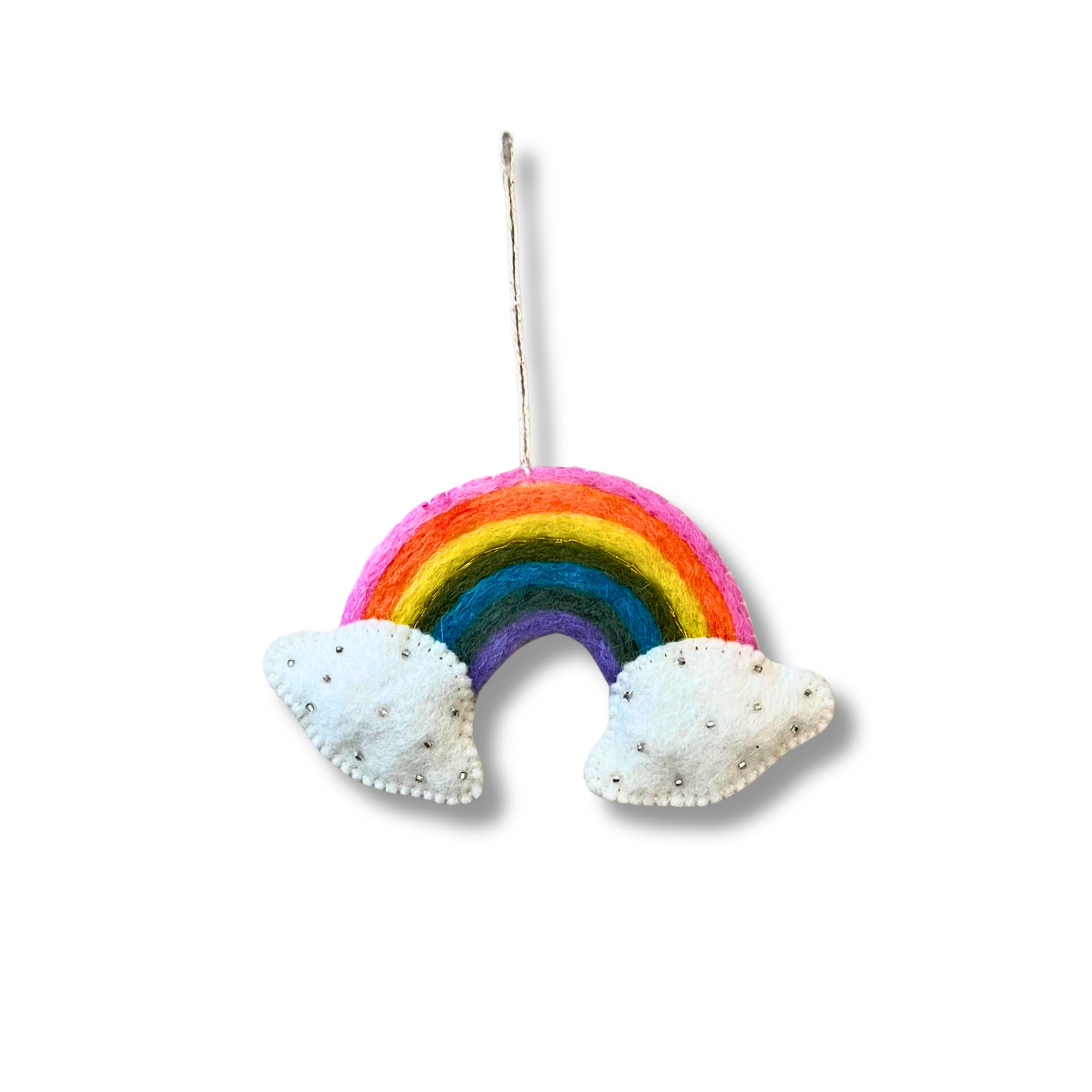 handcrafted felt rainbow ornament