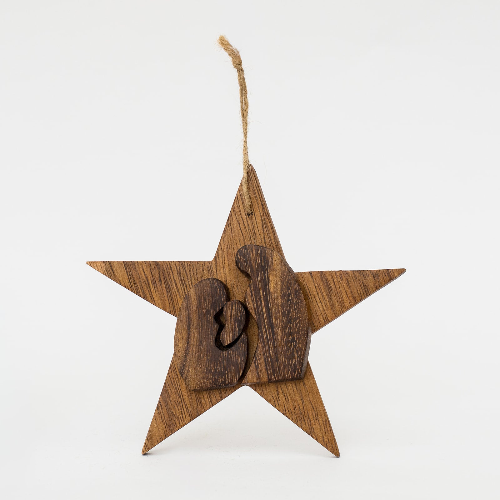 mugavu wood star nativity ornament