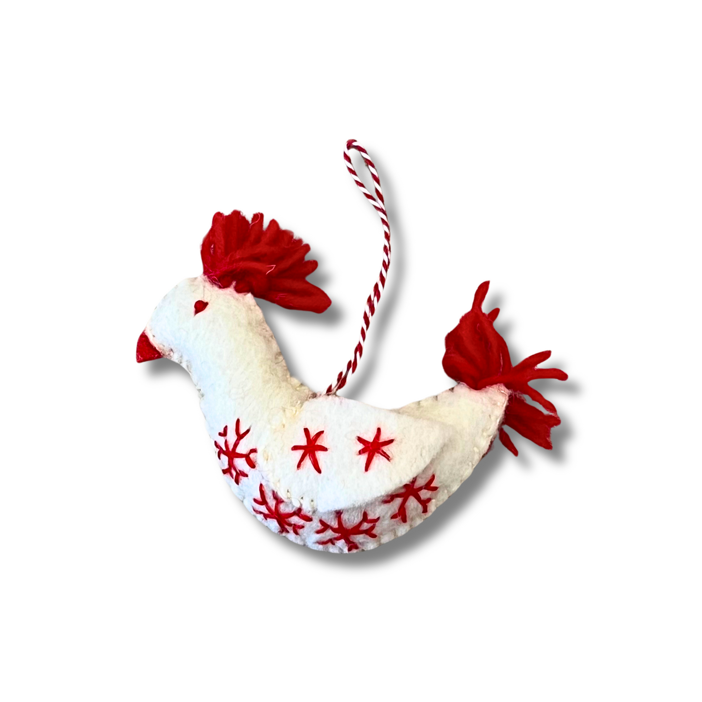 handcrafted felt holiday hen ornament