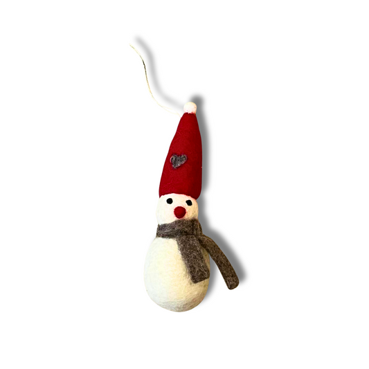 handcrafted felt snowperson ornament