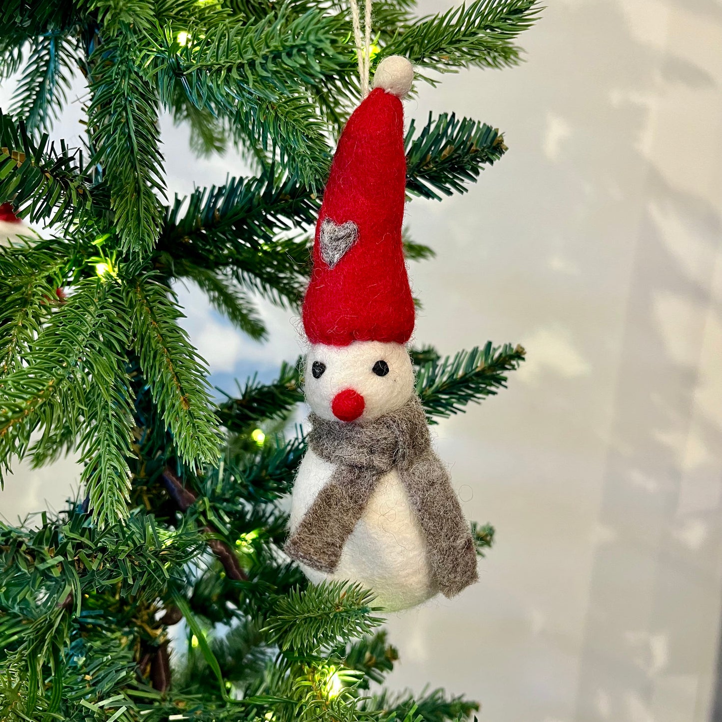 handcrafted felt snowperson ornament