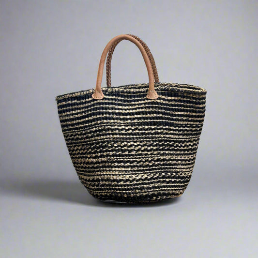 striped sisal tote