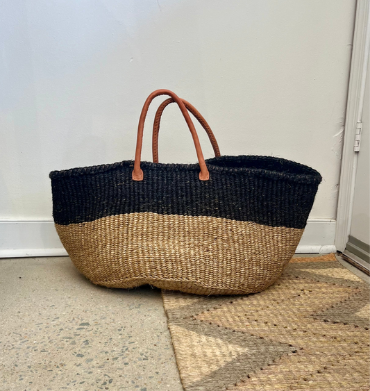 sisal + leather out and about tote