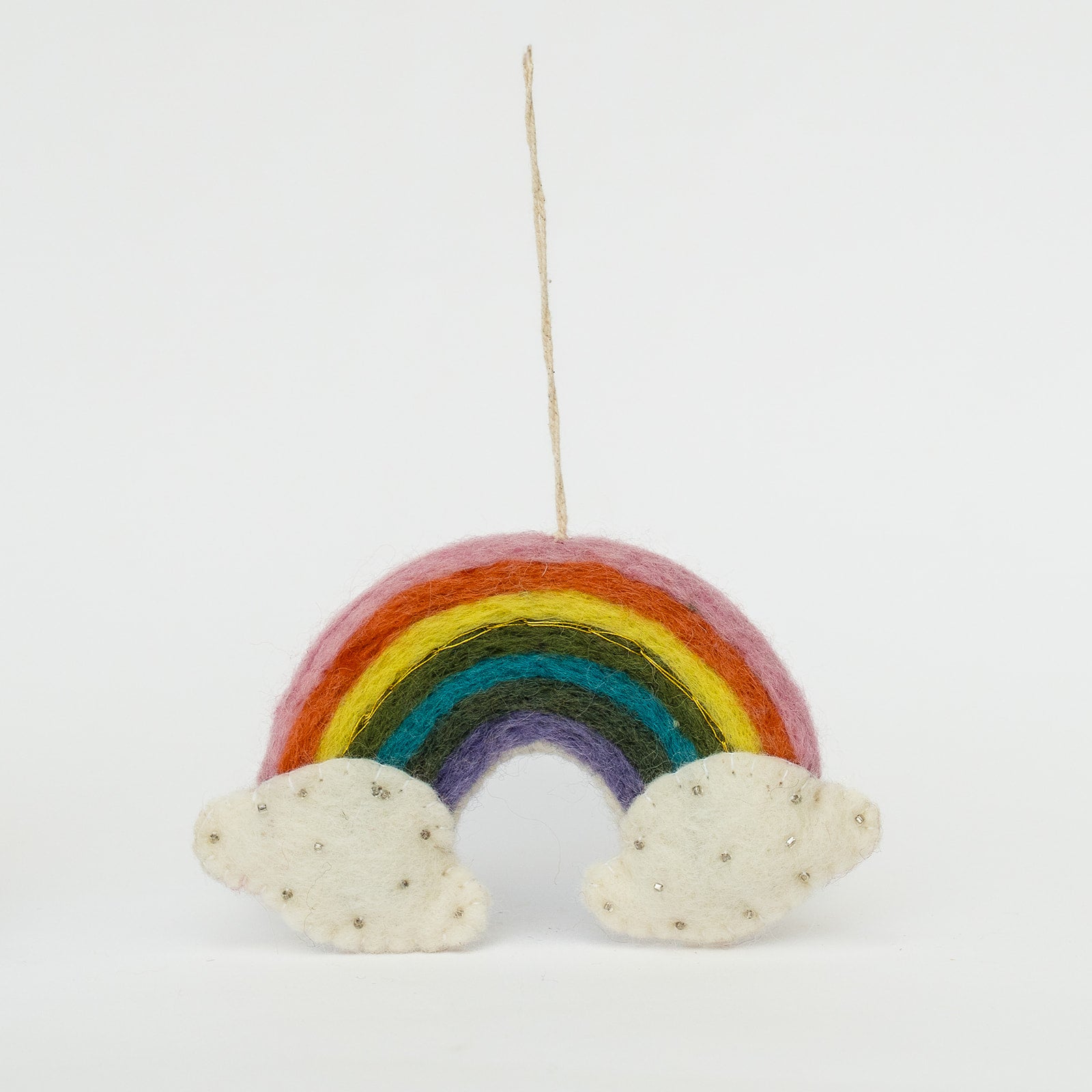 handcrafted felt rainbow ornament