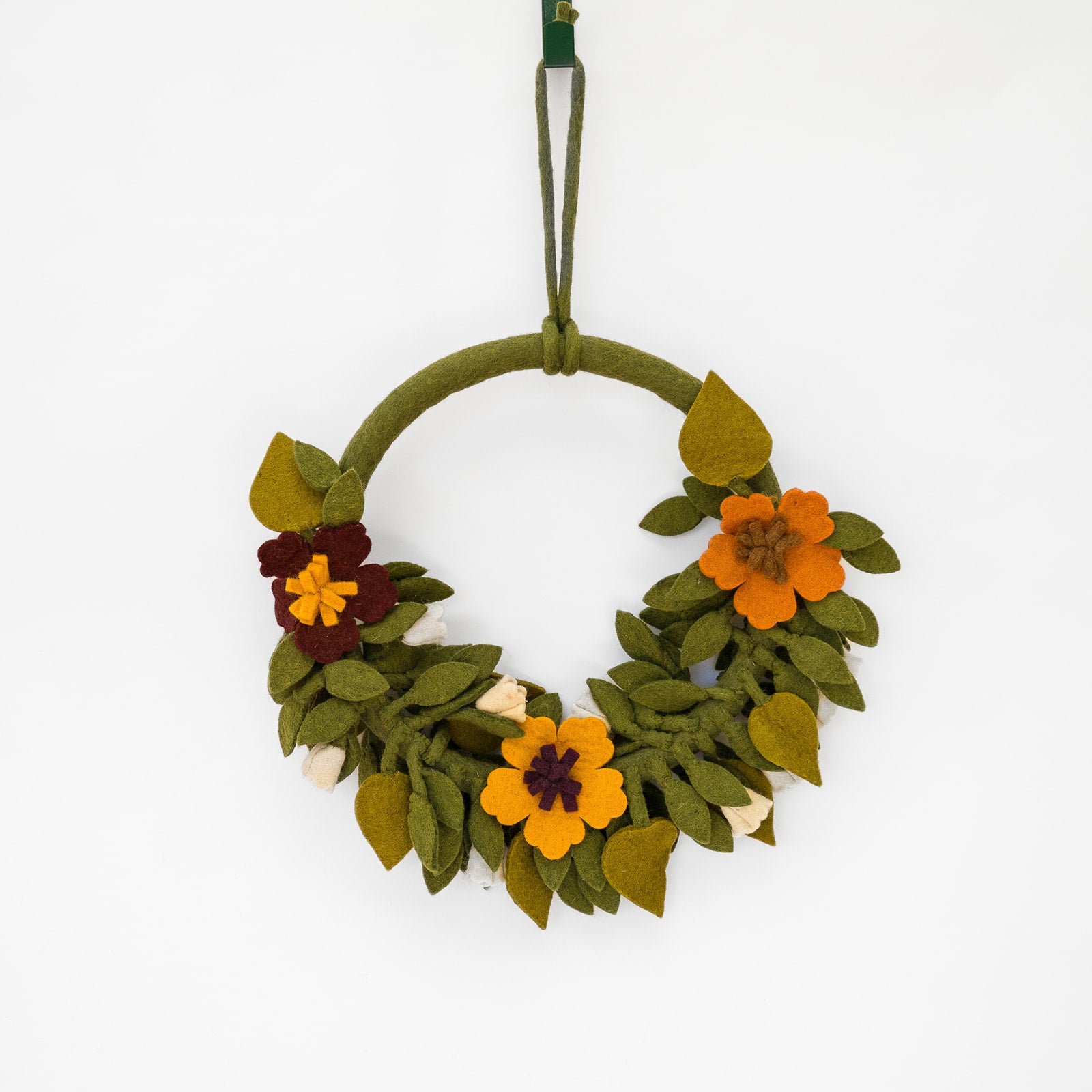 warm felt floral half wreath