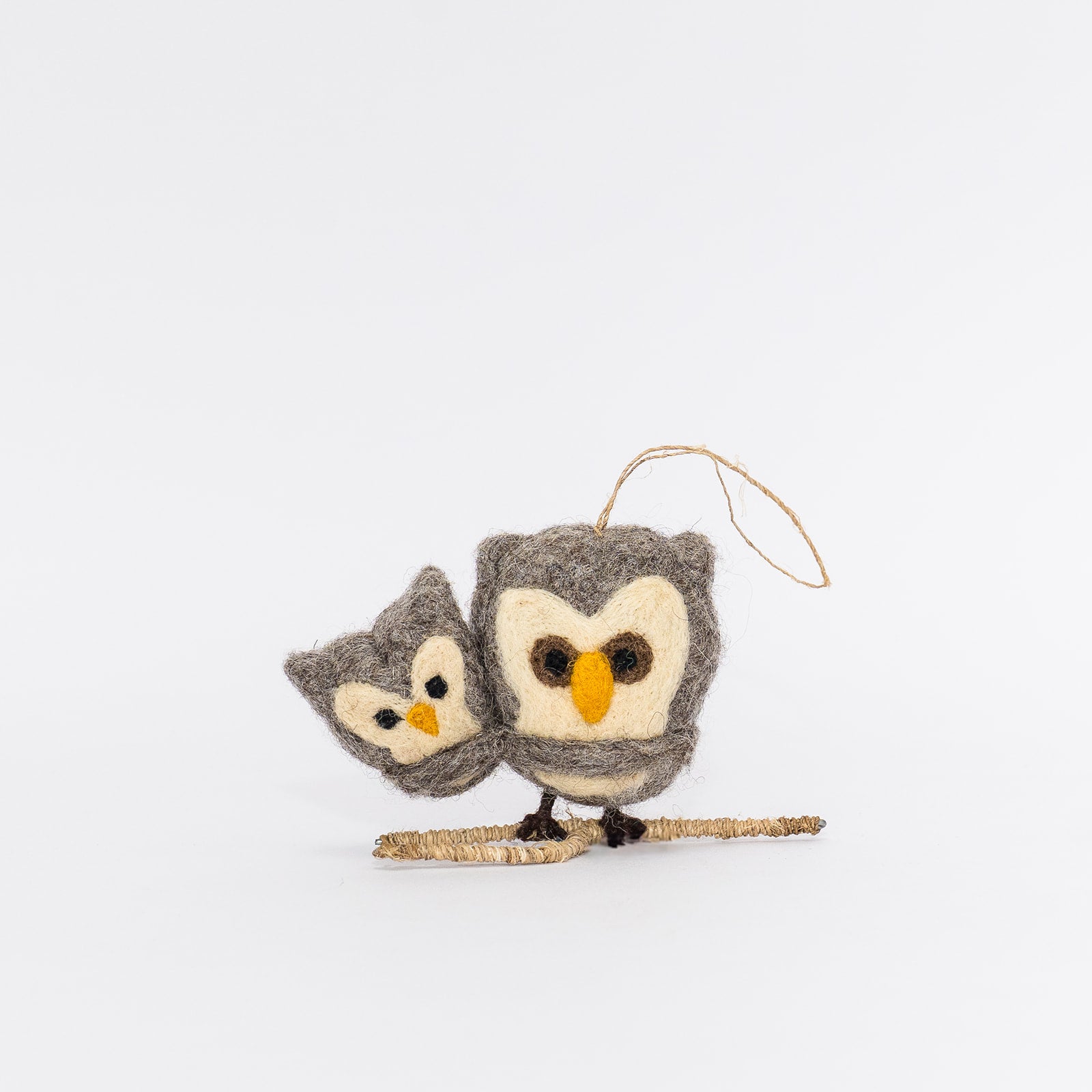 handcrafted felt mama & baby owl ornament