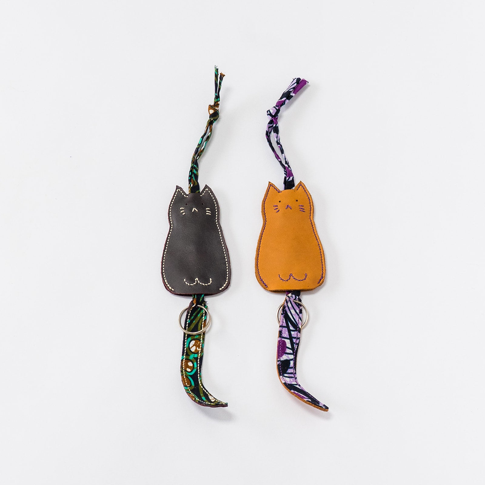 kitenge + leather kitty key cover