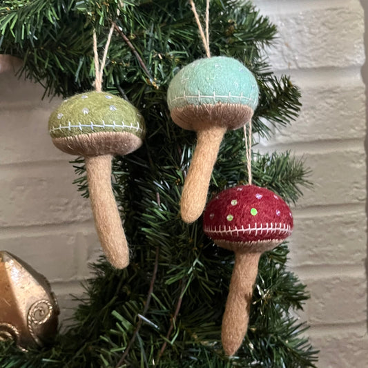 felt mushroom ornament set