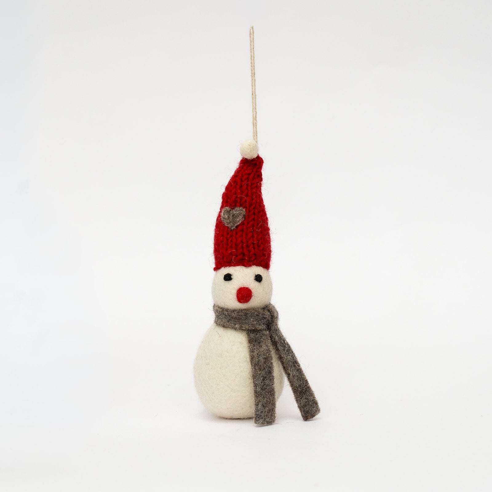 handcrafted felt knitted snowperson ornament