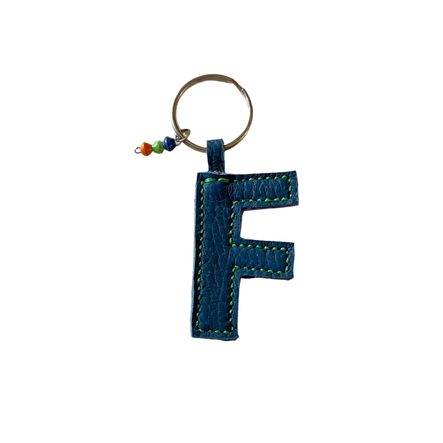 kitenge + leather initial keychains