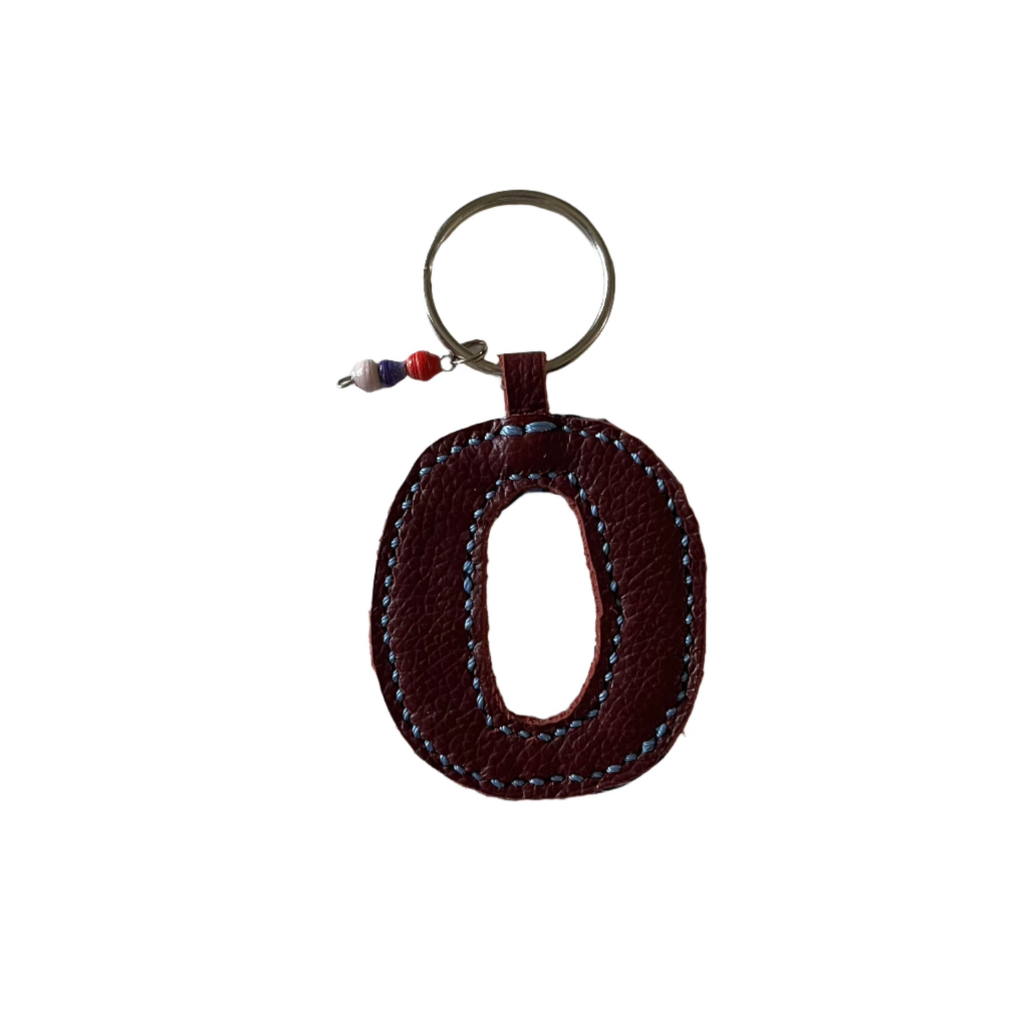 kitenge + leather initial keychains