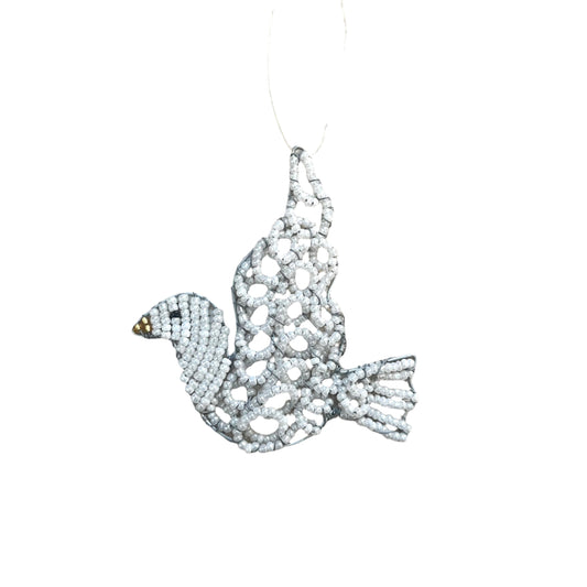 glass bead dove ornament