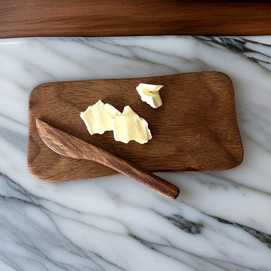 mugavu wood cheese board & knife set