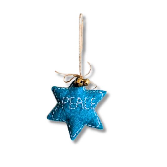 handcrafted felt peace ornament