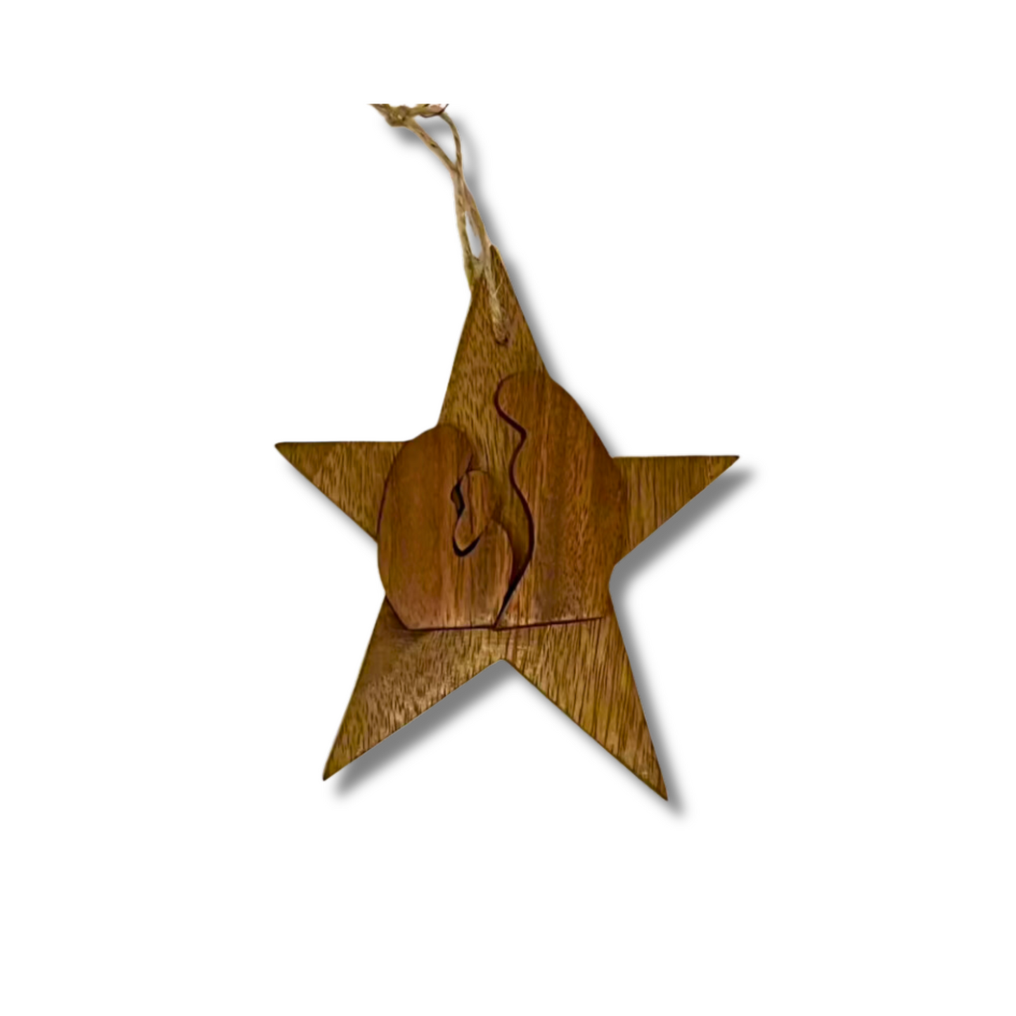 mugavu wood star nativity ornament