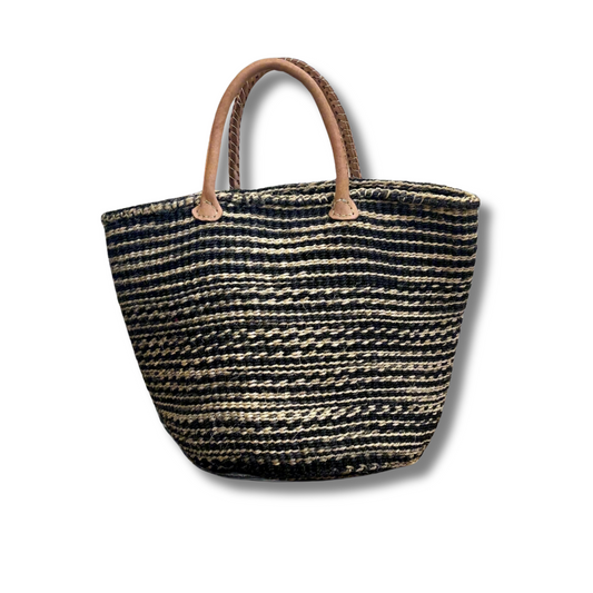 striped sisal tote