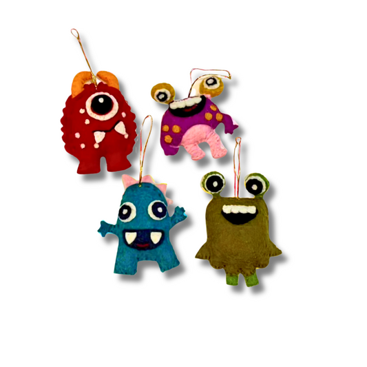 Scary monster felt ornament set