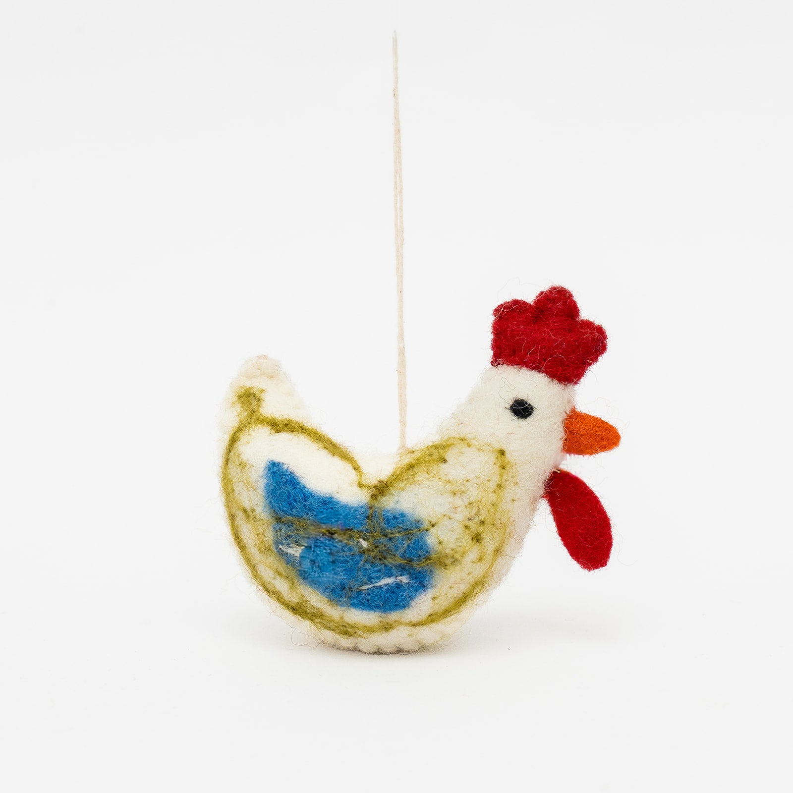 felt rainbow rooster ornament
