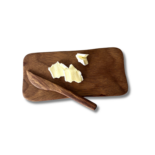 mugavu wood cheese board & knife set