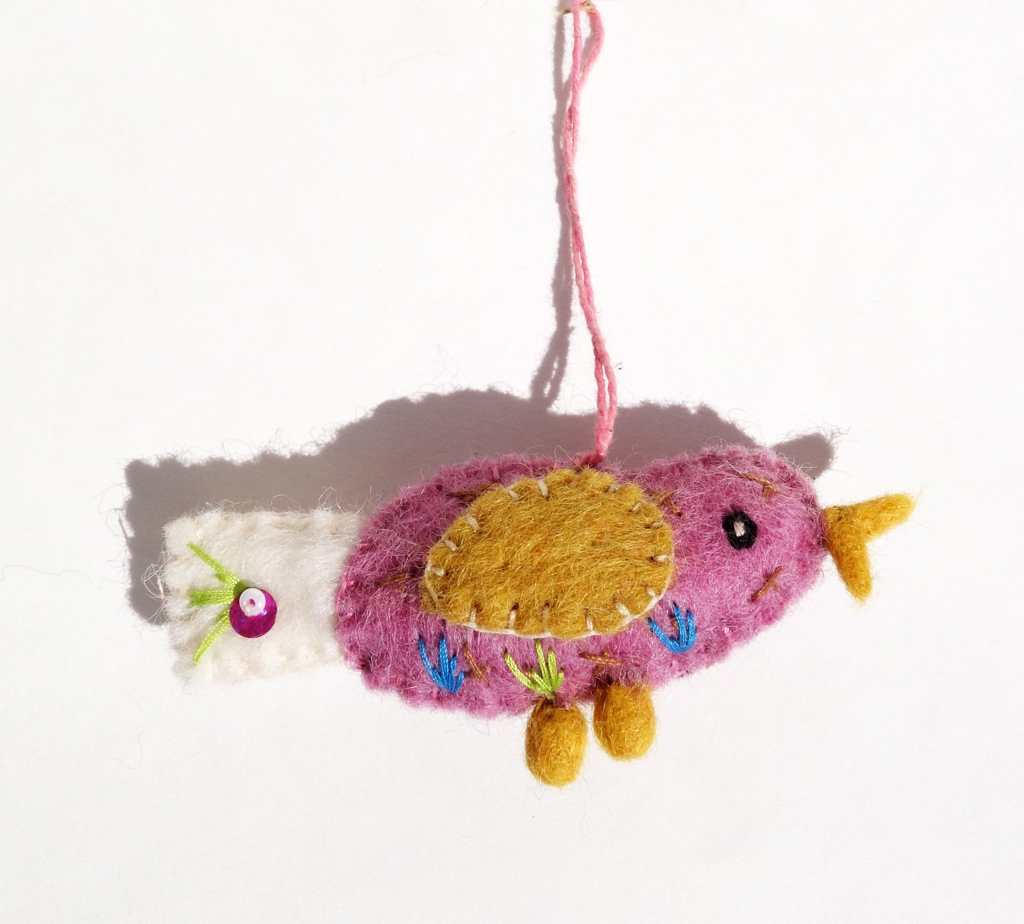 handcrafted felt tiny lovebird ornament