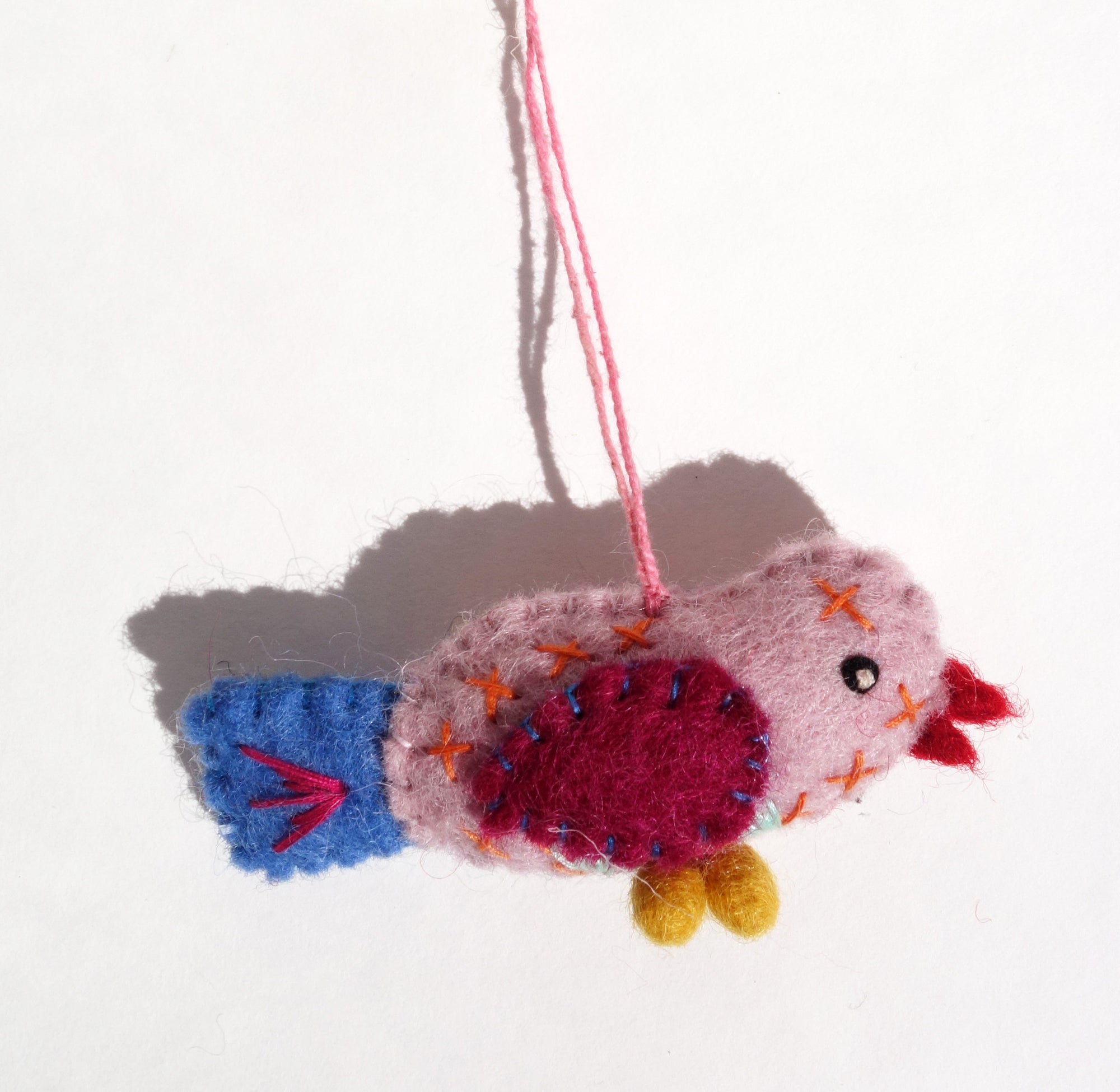 handcrafted felt tiny lovebird ornament