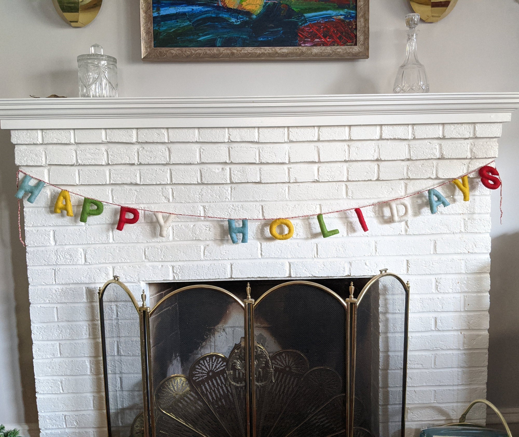 felt happy holidays garland