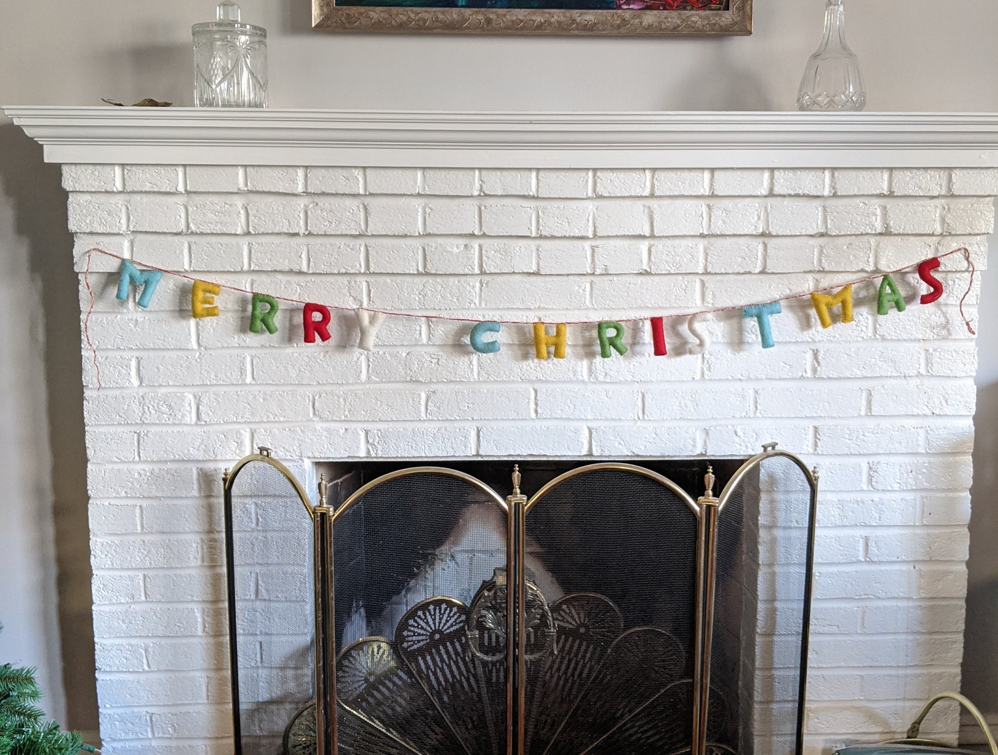 felt merry christmas garland