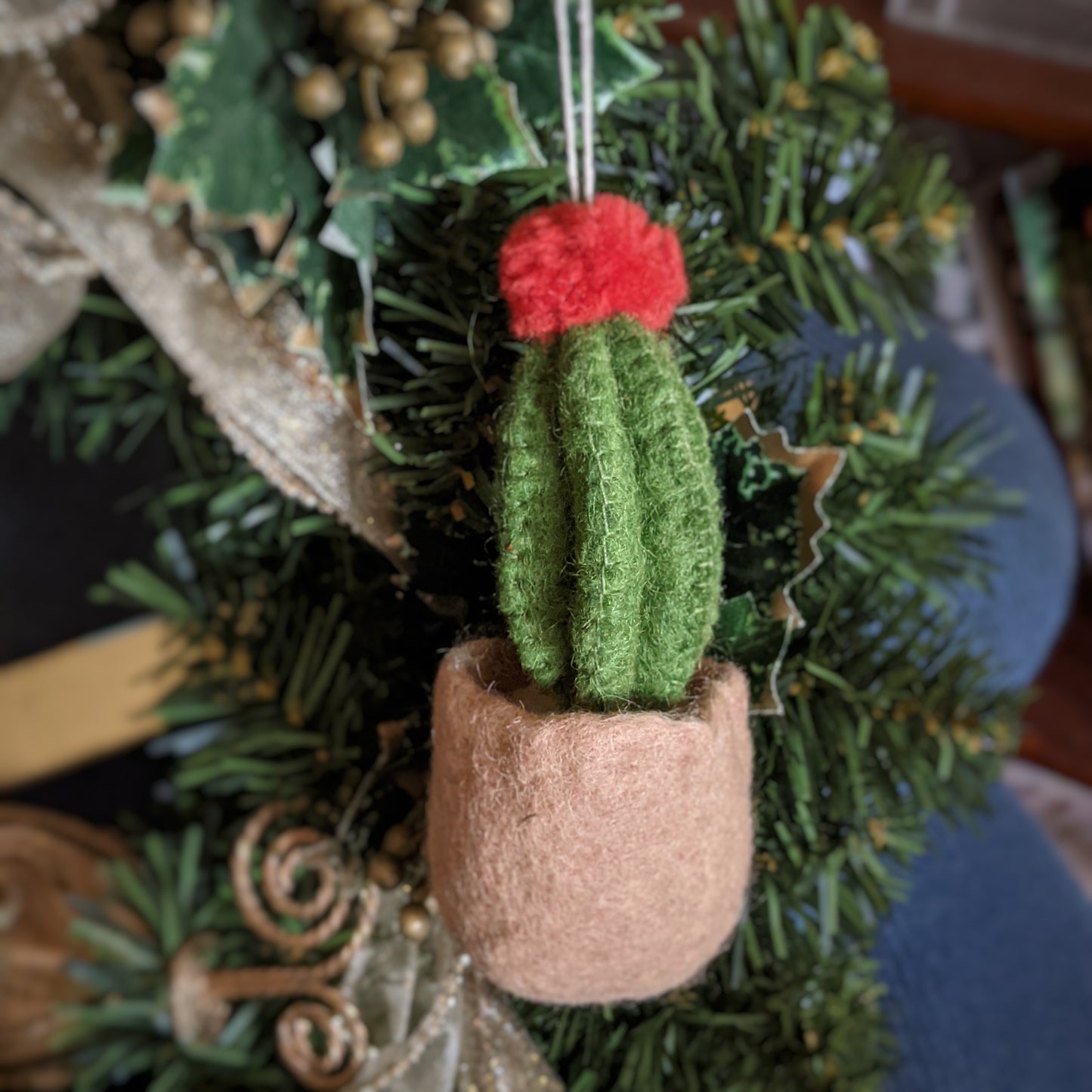 handcrafted felt cactus ornament