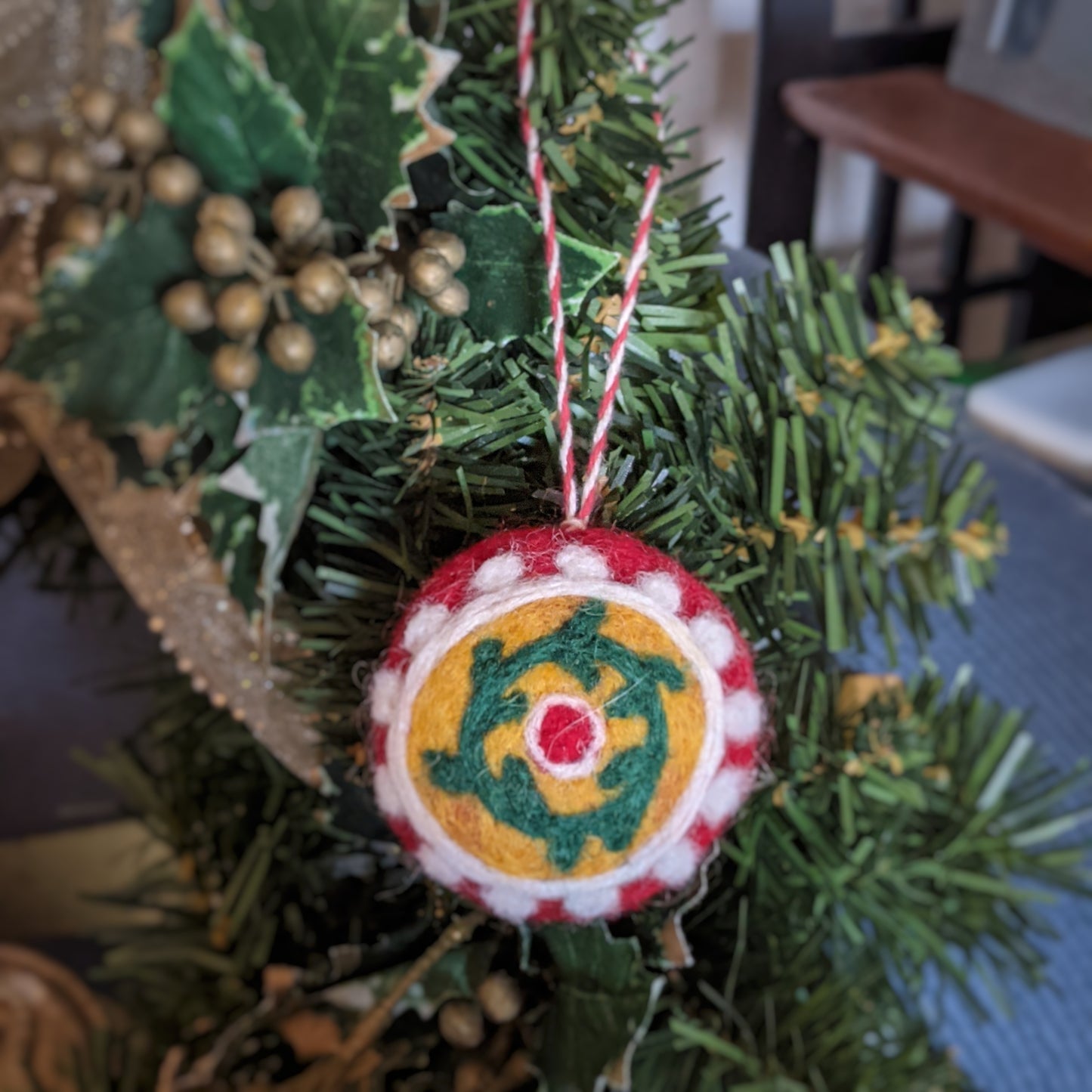 handcrafted felt wreath ornament