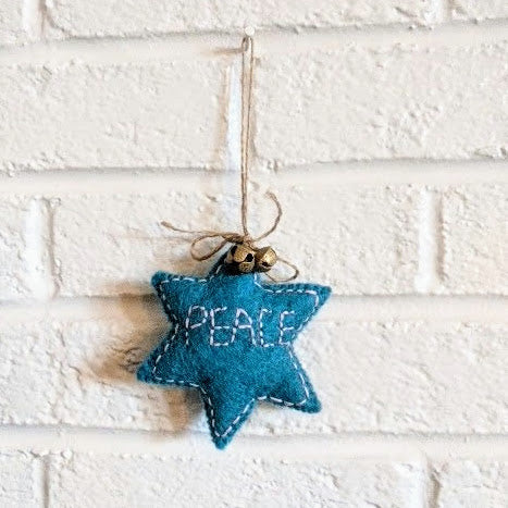 handcrafted felt peace ornament