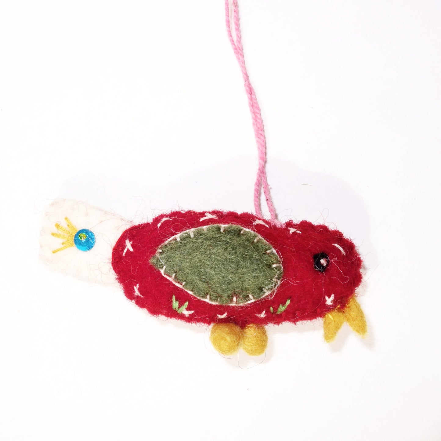 handcrafted felt little lovebird ornament