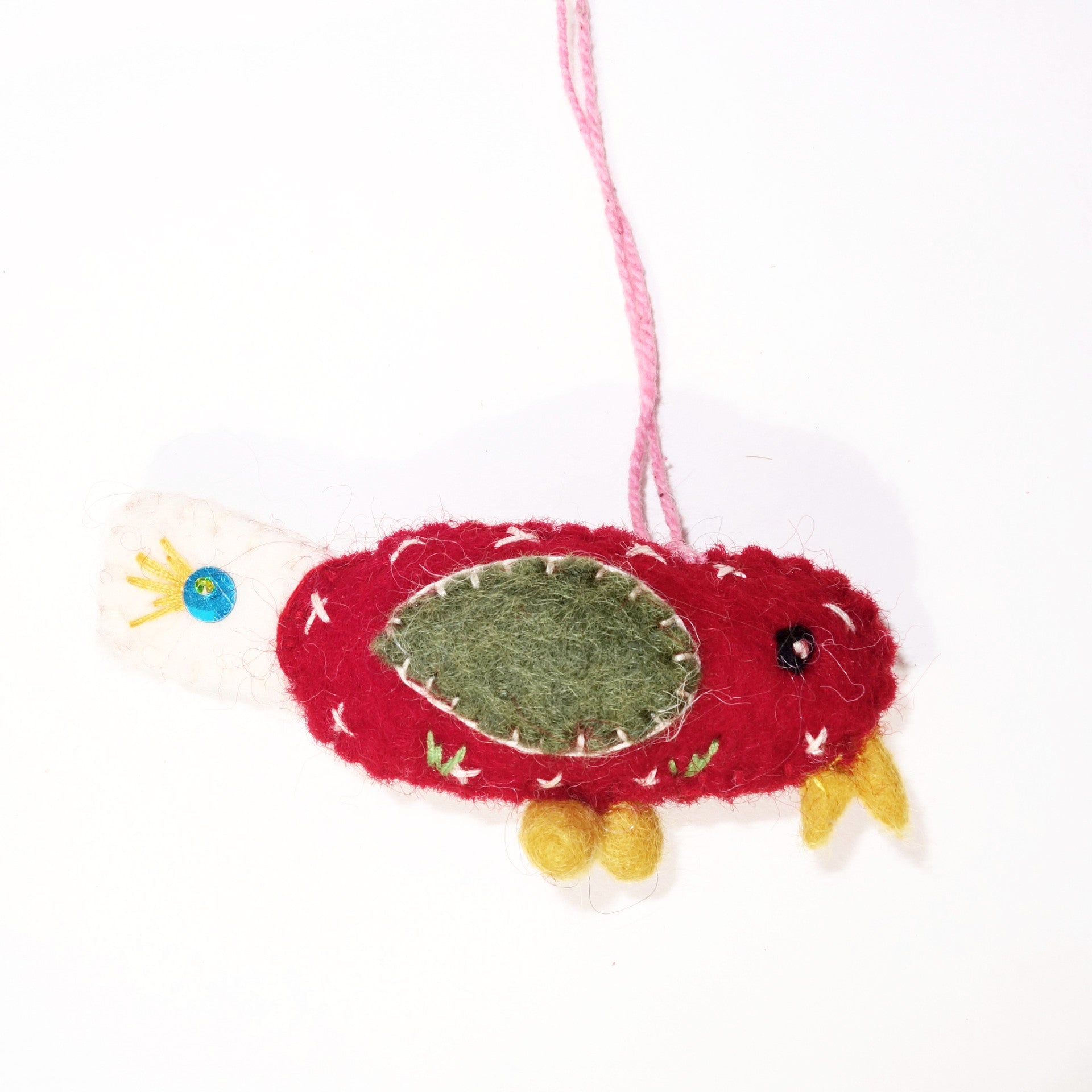 handcrafted felt tiny lovebird ornament