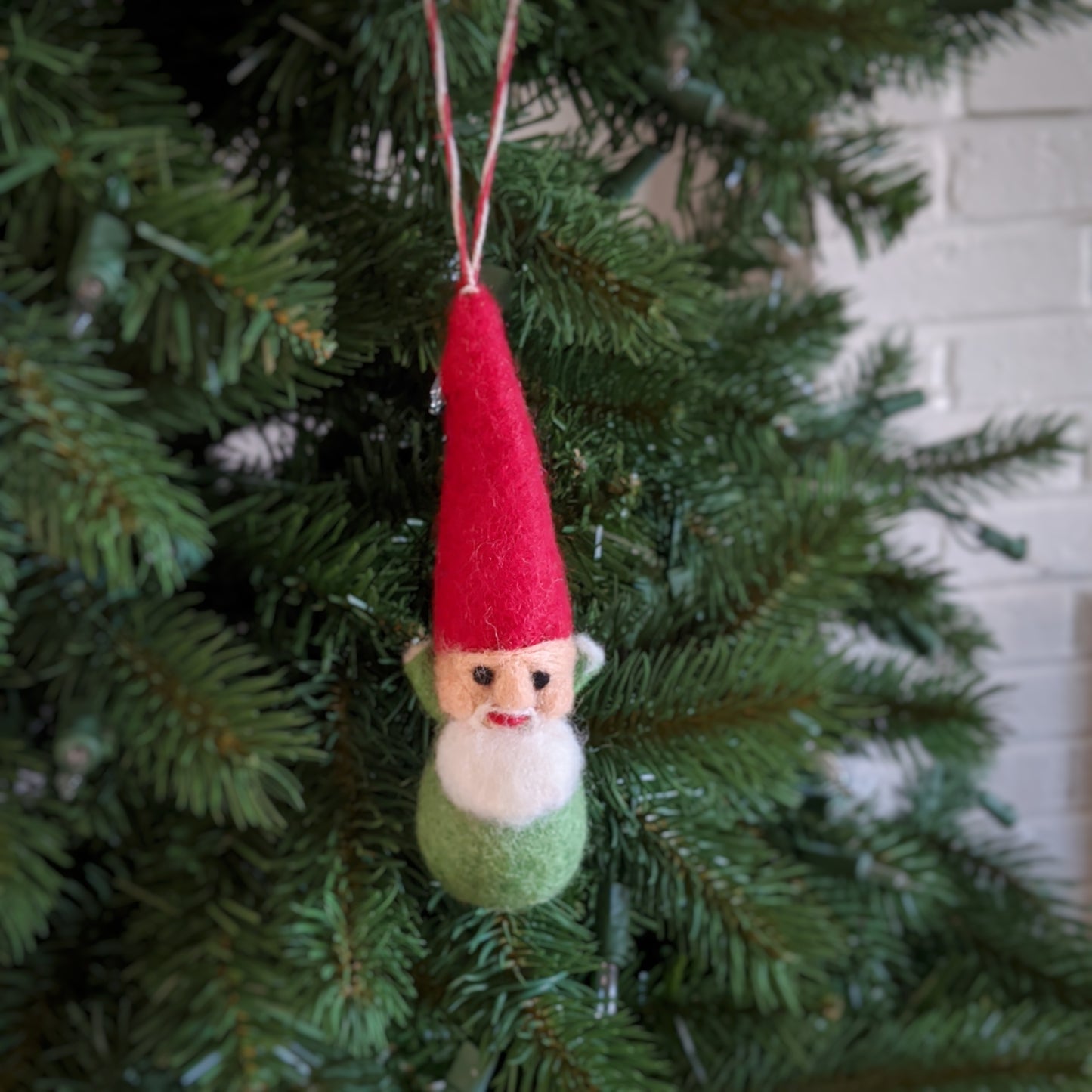 handcrafted felt gnome santa ornament