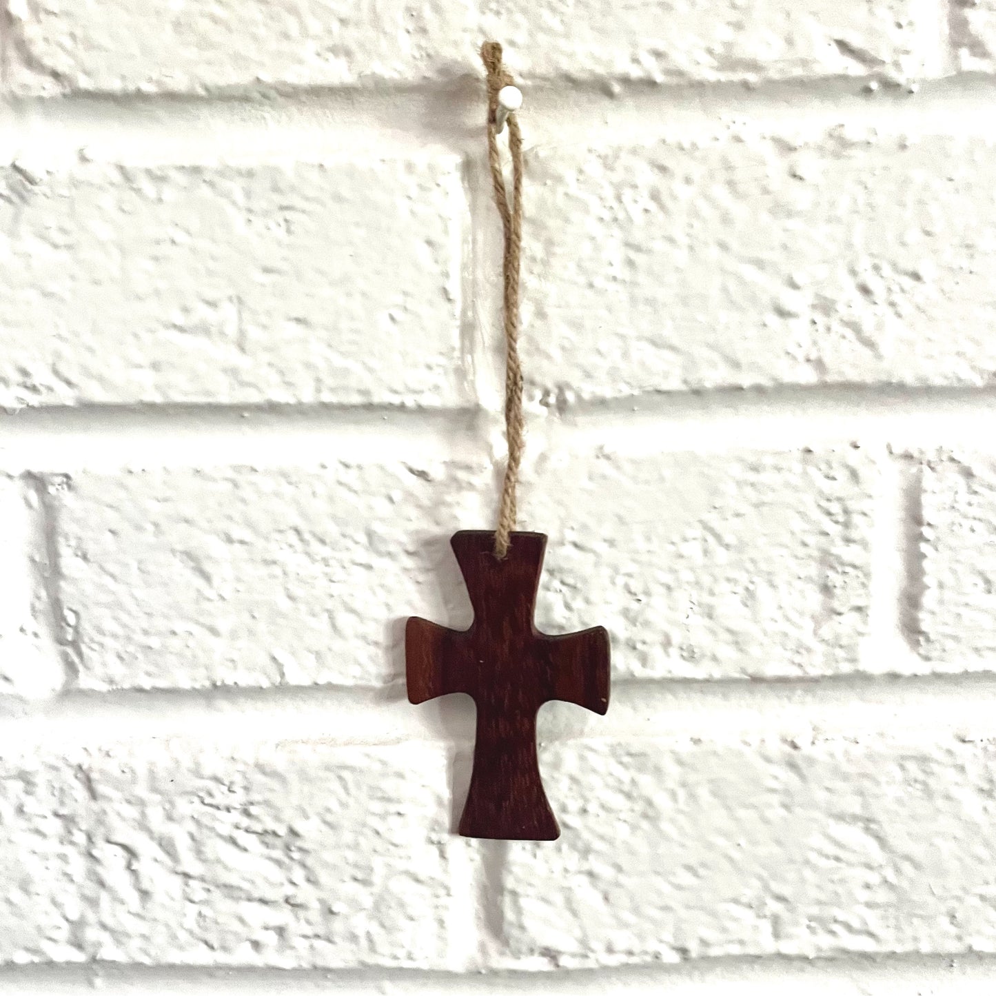 mugavu wood cross ornament