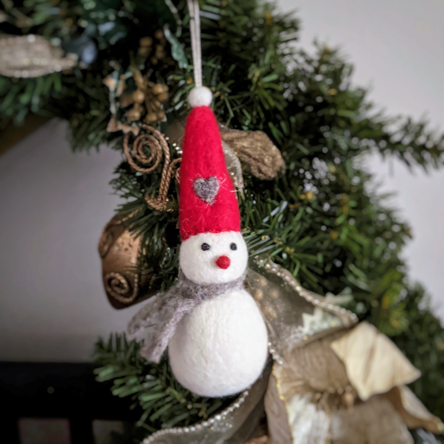 handcrafted felt snowperson ornament